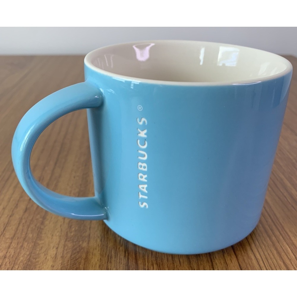 Starbucks 2013 Blue Embossed Logo Mug 14 oz Ceramic Stackable Coffee‎ Cup